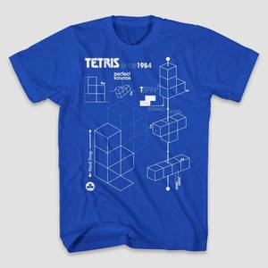 lot 58852 image: Mens Tetris Short Sleeve Graphic T-Shirt - Royal Blue L - Retail $13