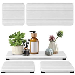 lot 58879 image: 3PCS Water Absorbing Stone Tray, DryingNeat Diatomite Stone Sink Tray, Instant Dry Sink Coasters, Kitchen Sponge Hand Soap Holder, Bathroom Sink Vanity Trays,8  4inch and 4  4inch - Retail $13