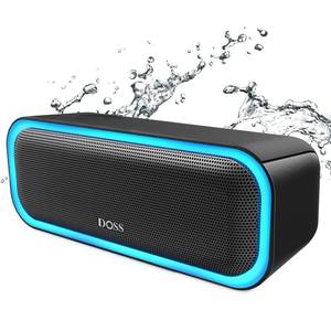 lot 58886 image: DOSS SoundBox Pro Bluetooth Speaker, 20W Stereo Sound, Active Extra Bass, 20H Playtime, Multi-Colors Lights, TWS Pairing, IPX6 Waterproof for Garden, Hiking, Camping, Outdoor, Party-Black - Retail $50
