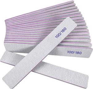 lot 58891 image: Nail Files (12 Pack), 100180 Grit Emery Boards Nail File for Natural Nails and Acrylic Nails, Double Sided Emory Boards limas para unas acrilicas Profesional Fingernail Filer Reusable Manicure Gray - Retail $5