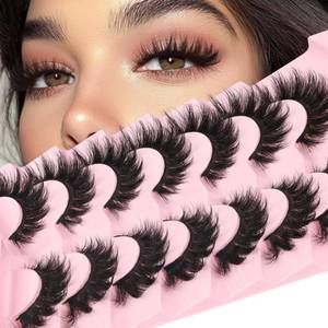 lot 58901 image: Lashes Volume False Eyelashes Fluffy Cat Eye Lashes 7 Pairs Crisscross Lashes Strips 8-18mm Thick Fake Eyelashes 3D Faux Mink Lashes (FC03) - Retail $8