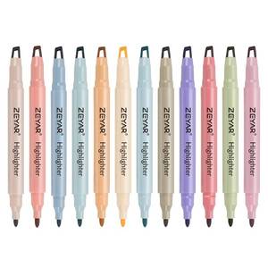 lot 58904 image: Clear View Highlighter Pen, See-Through Chisel Tip & Fine Tip, Dual Tips Marker, Water Based, No bleed, Quick Dry (12 Vintage Colors) - Retail $0