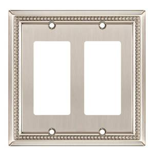 lot 58911 image: Sunken Pearls Heavy Duty Decorative Wall Plate Switch Plate Outlet Cover (Double Decorator, Satin Nickel) - Retail $8