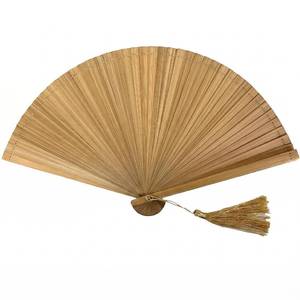 lot 58913 image: Hand Fan for Vintage Japanese Bamboo Silk Elegant for Dance Music Festival Wedding Church Decoration Party (Beige, Medium) - Retail $12