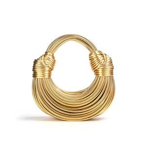 lot 58926 image: Womens Clutch Top Handle Satchel Shoulder Crossbody Creative Noodles Purses Underarm Bag Handbag (Gold), strap - Retail $44