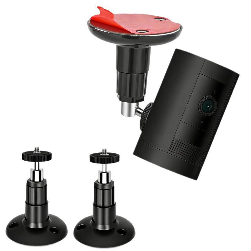 lot 38441 image: 2 Pack Adjustable Security Wall Mount for Ring Stick Up Cam & Ring Outdoor Cam Plus, Indoor Outdoor Mount Bracket for Arlo HD234, Ceiling Mount Kit, VHB Adhesive or Screw, No Drill - Retail $8