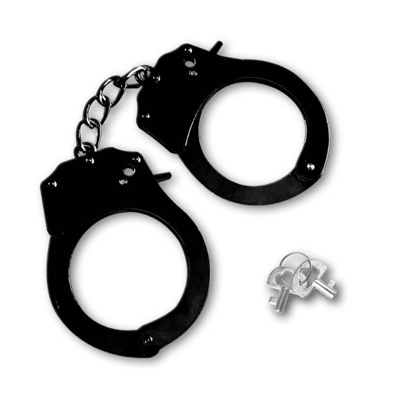 lot 38455 image: Toy Handcuffs with Keys Metal Handcuffs Party Supplies Accessory Stage Party Props Pretend Play Handcuffs for Kids (Black) - Retail $10