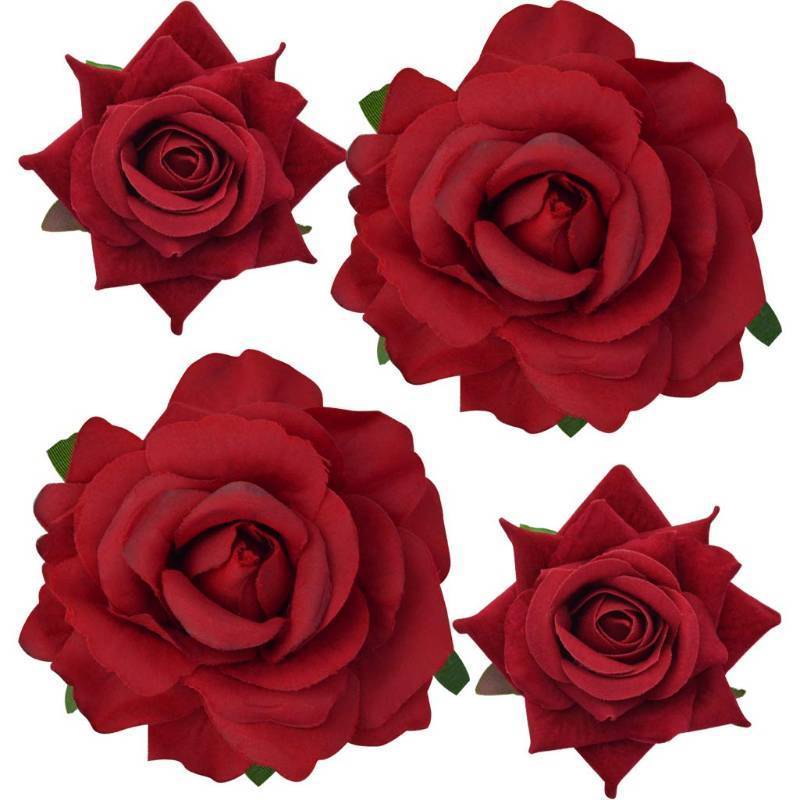 lot 38526 image: Rose Hair Clip Flower Hairpin Brooch Floral Clips, 4 Pcs Fabric Rose Flowers Hair Clips Mexican Hair Flowers Pin up Headpieces for Woman Girl Wedding Party Mothers Day - Retail $7