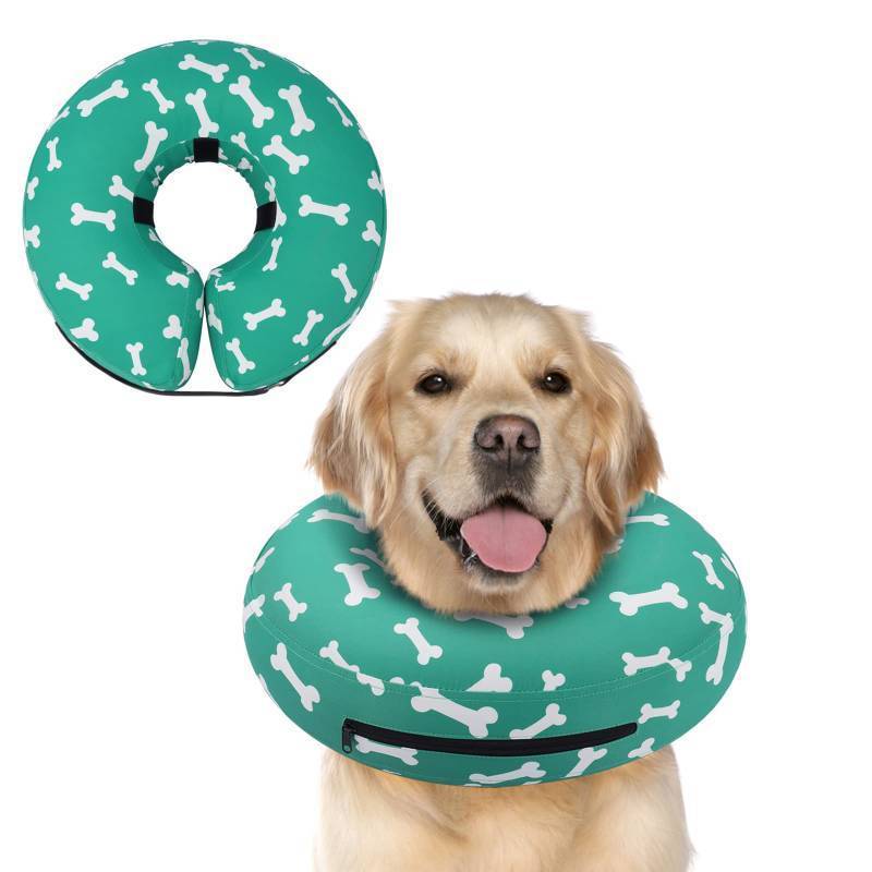 lot 38653 image: Inflatable Dog Cone Collar Alternative After Surgery, Dog Neck Donut Collar Recovery E Collar, Soft Pet Cone for Small Medium Large Dogs - Retail $23