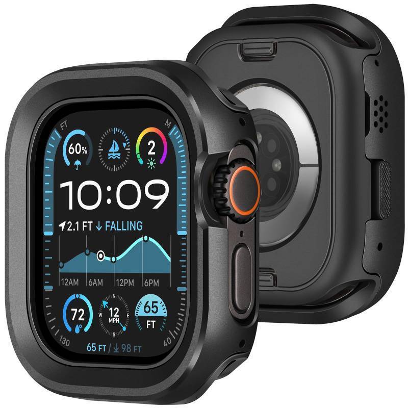 lot 73023 image: 2 in 1 Metal Rugged Case Compatible with Apple Watch Ultra 321 Case 49mm, Aluminum Shockproof Protective Bumper Cover for iWatch 49mm, Black - Retail $27