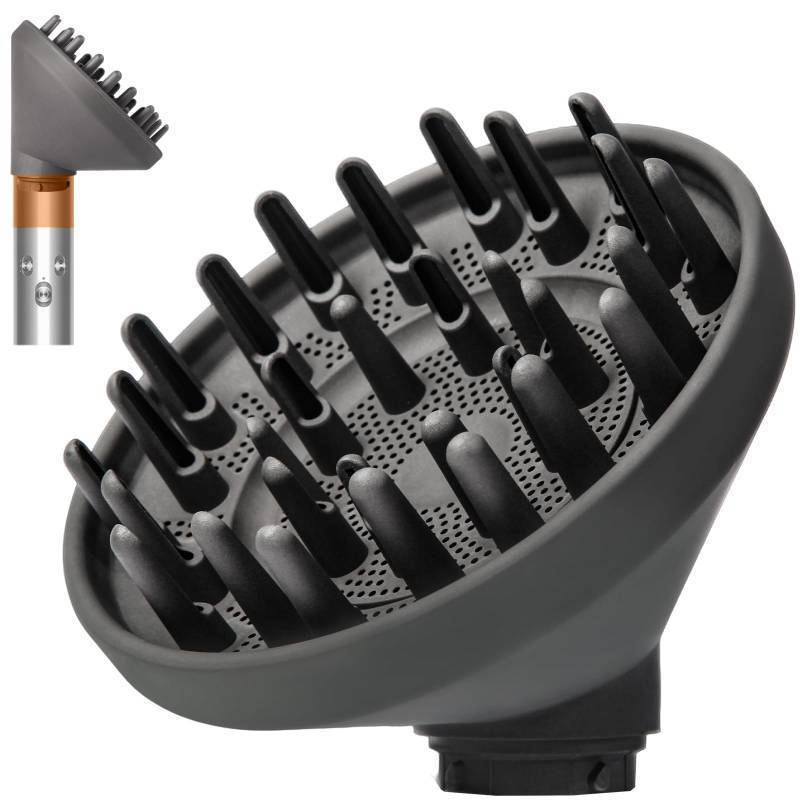 lot 73057 image: Large Diffuser Attachment for Dyson Airwrap Styler HS01HS05HS08 - Converts to Hair Dryer, Fast Drying Wave & Curly & Thick, Heat Resistant Nylon Fiber Nozzle Attachments (Grey) - Retail $19