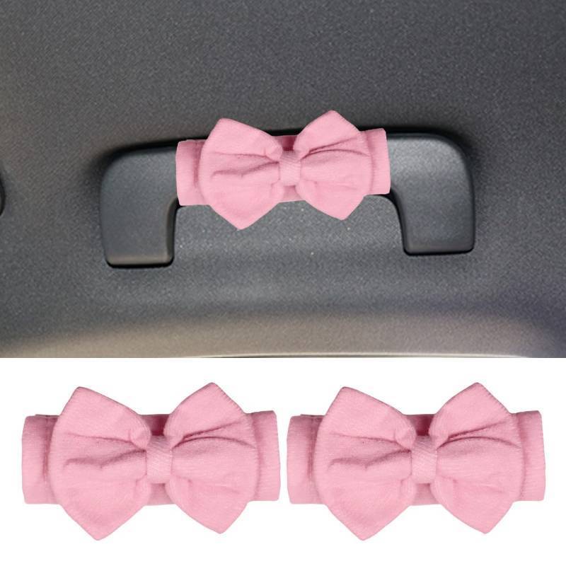 lot 73094 image: 2PCS Cute Bow Car Inside Door Handle Protector, Anti-Scratch Car Inner Front Rear Door Pull Handle Cover, Universal Vehicle Interior Decorative Accessories for Cars Trucks SUVs(Pink) - Retail $8