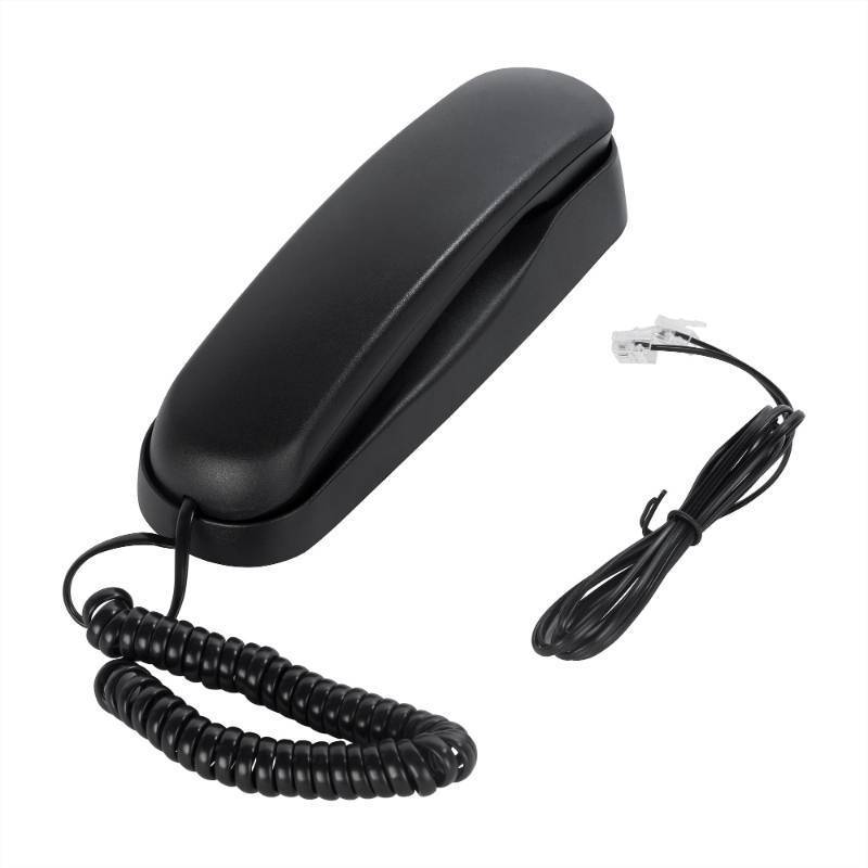 lot 73204 image: OF-990 Slimline Telephone Wall-Mountable Basic Corded Telephone No AC Power Required, Corded Home Phone Black - Retail $11