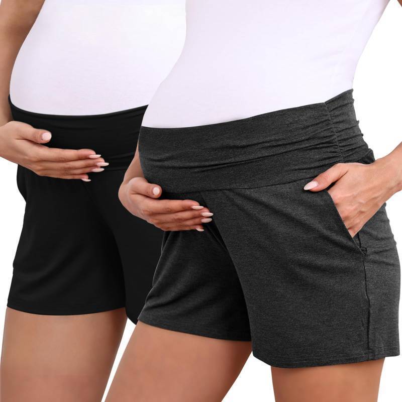 lot 73229 image: Womens Maternity Lounge Shorts with Pockets Cooling Summer Maternity Clothes Pregnancy Must Haves, 2XL  - Retail $28