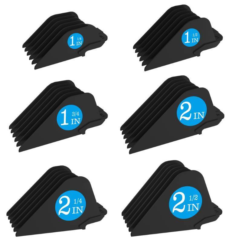 lot 28301 image: Clipper Guards for Wahl 10 12 14 16 18 20 Hair Clipper Guards 6pcs Extra Long Clipper Guard Attachments 2.5 Inch Clipper Guides Multiple Sizes Universal 2.5, 2.25, 2, 1.75, 1.5, 1.25 (Black) - Retail $14