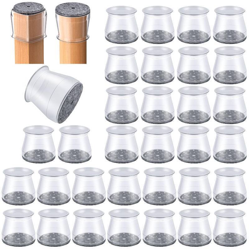 lot 28302 image: 32 Pcs Chair Leg Floor Protectors - Silicone Felt Pads, Scratch-Proof & Noise-Free, Easy Smooth Moving, Large Size (Fits Round Chair Legs 1-516 to 2 Diameter)�� - Retail $32