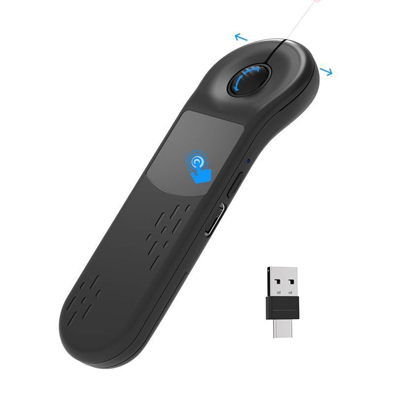 lot 28319 image: Air Mouse for PCiOSAndroid with Touchpad Rechargeable Wireless Presentation for PPT Pointer Bluetooth 2.4G Remote Control for PowerPointKeynoteTiktokCameraKindle App (Black) - Retail $40