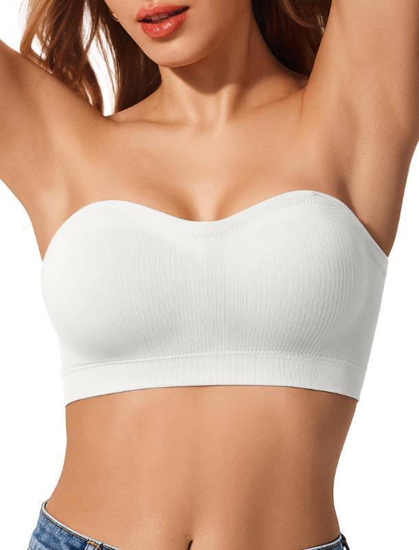 lot 28350 image: Strapless Bandeau Bra Push Up Seamless No Underwire Wireless Tube Tops Bralettes Everyday Bras White - Retail $20