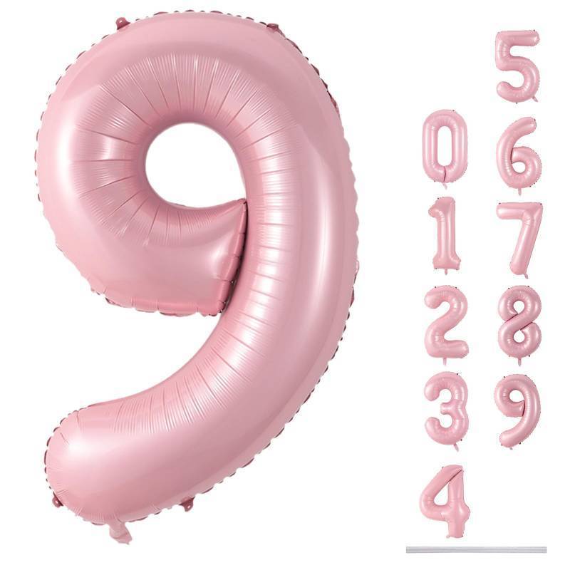 lot 28398 image: 40 Pink Number 9 Balloon, Self Inflating Foil Light Pink Number Balloons Set 0-9, Pastel Pink Digital 9 Helium Balloon for Girls 9th Birthday Party Decorations Anniversary Supplies - Retail $6