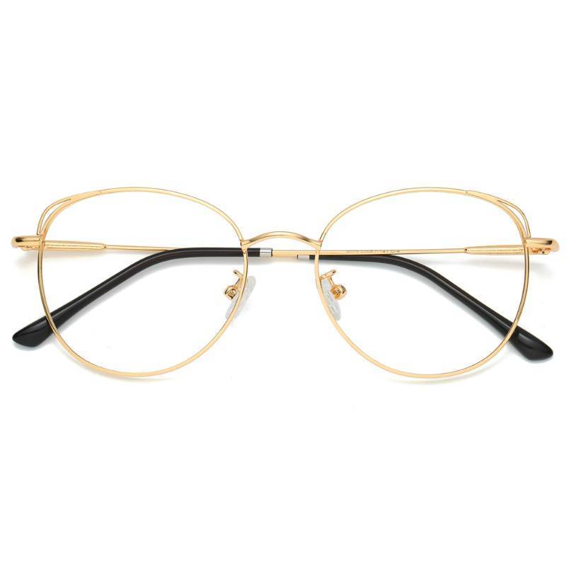 lot 28443 image: Cat Eye Blue Light Blocking Glasses for Woman Hipster Metal Frame Womens Eyeglasses She Young SJ5027, Gold FrameAnti-Blue Light Lens - Retail $17