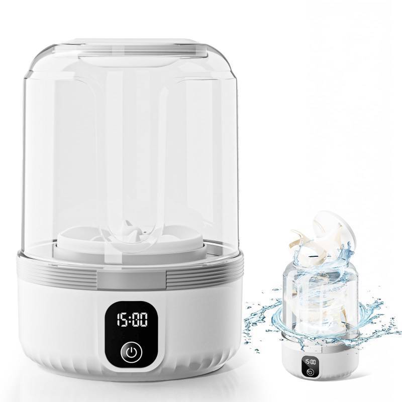 lot 28497 image: Underwear Washing Machine, Upgrade 1.5L Mini Portable Washing Machine Rechargeable Underwear Washer Deep Cleans Small Clothes for Apartment, Dorm, RV, Travel & Hotel Use (White) - Retail $24