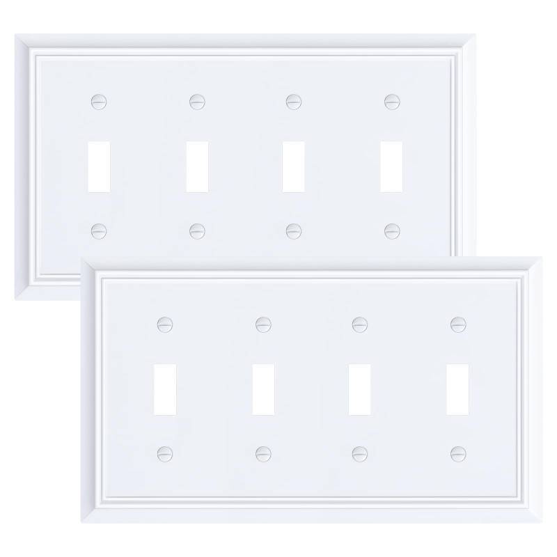 lot 28539 image: 2-Pack Natural Bamboo Fiber Quad Toggle Light Switch Cover Plate - Retail $14