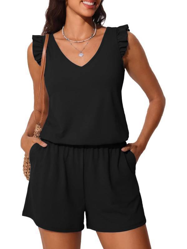 lot 17787 image: Ruffle Swim Romper One Piece Swimsuit Women Modest High-Back Bathing Suit with Pockets 2026 Swimwear Black 10 - Retail $40