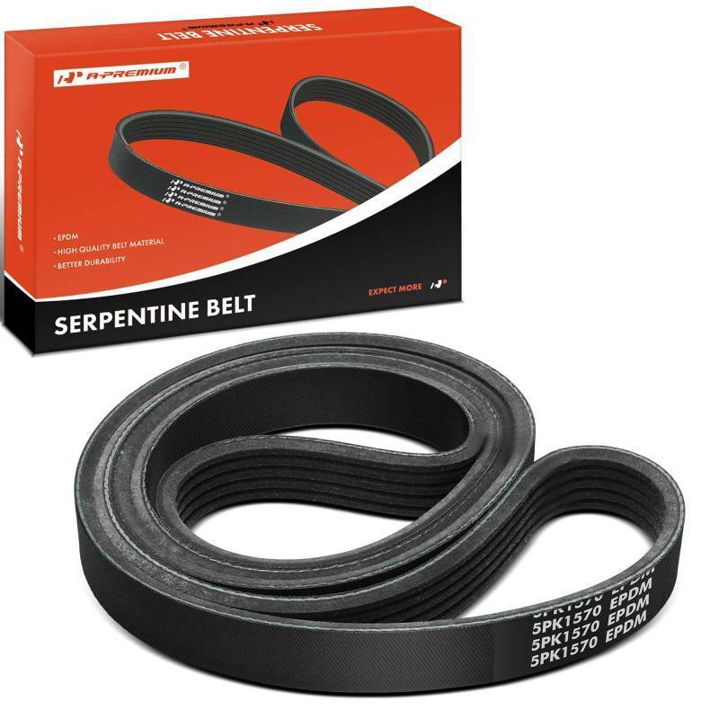 lot 17837 image: A-Premium Serpentine Belt 5-Rib 61.83 In For Chevrolet Sonic 2012-2015, Aveo 2007-2011, Aveo5 2007-2011 & Pontiac G3 2009-2010, G3 Wave 2009 & Suzuki Swift 2009, 1.6L, Gas - Retail $22