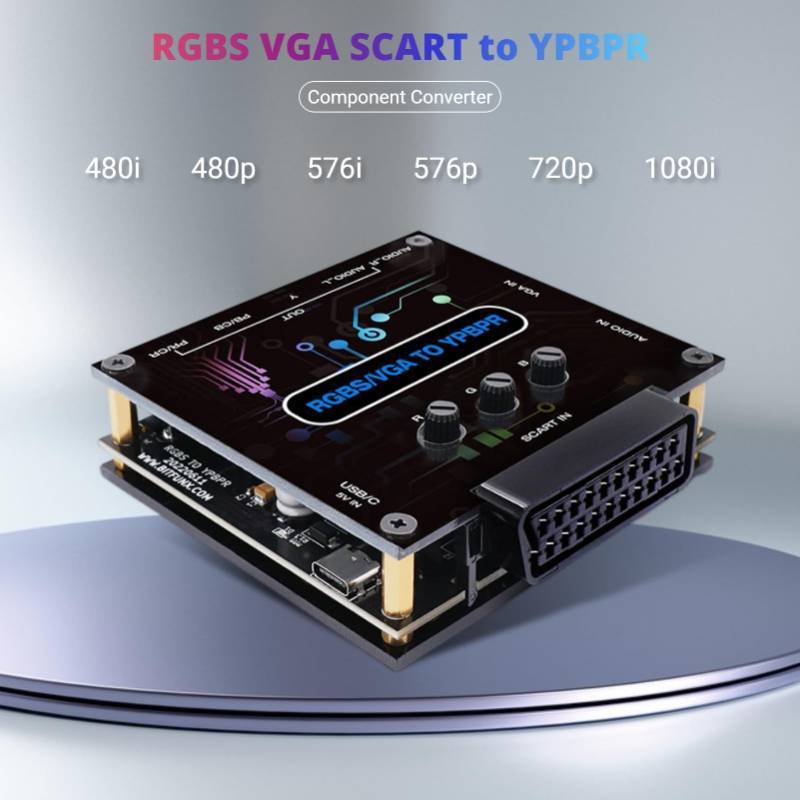 lot 17865 image: RGBS VGA SCART to YPBPR Component Converter, 480i 480p 576i 576p 720p 1080i Video Transcoding Converter Color Difference Video Converter for for for N64 - Retail $46