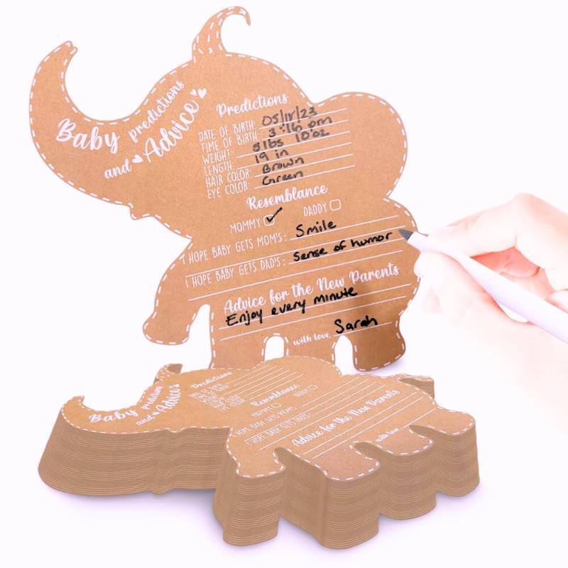 lot 17970 image: Baby Shower Games - Baby Shower Advice Cards for Parents to Be - Advice cards for Mommy to be - Elephant Safari Baby Shower Decorations - Set of 50 - Jungle Baby Shower Games (Elephant Safari Jungle) - Retail $10