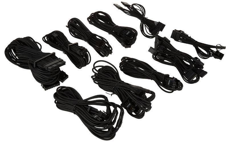 lot 15113 image: Corsair Premium Individually Sleeved Type 4 Gen 4 PSU Cables Pro Kit Black - Retail $110