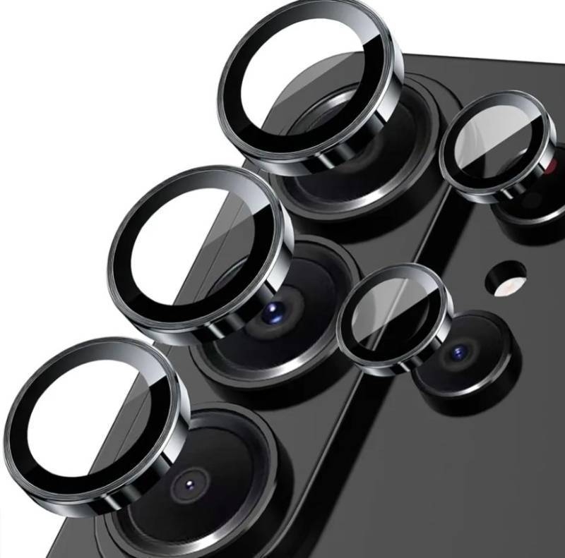 lot 57621 image: 2 Sets Camera Lens Protector for Samsung Galaxy S26 Ultra, Metal Aluminum Circle Tempered Glass Camera Protector, Military Grade Shatterproof��Case Friendly, Accessories Lens Protector-Black - Retail $13