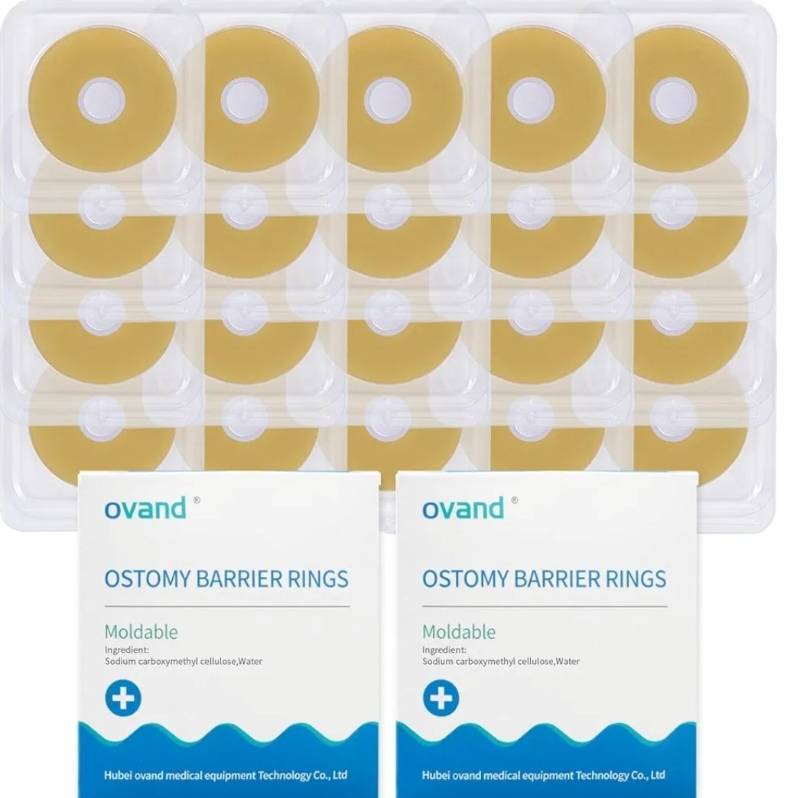 lot 57693 image: Ostomy Barrier Rings, Sting Free Moldable Ostomy Rings, Hydrocolloid Skin Extender Rings for colostomy Bags (2mm-20pcs) - Retail $28