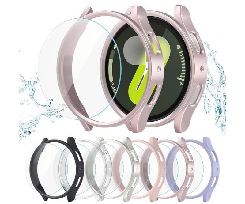 lot 57696 image: 66 Pack for Samsung Galaxy Watch 7 44mm Screen Protector Case, Hard PC Bumper  HD Anti-Fog Tempered Glass Protective Film, Waterproof Face Cover Set for Galaxy Watch 7 44mm Accessories - Retail $10