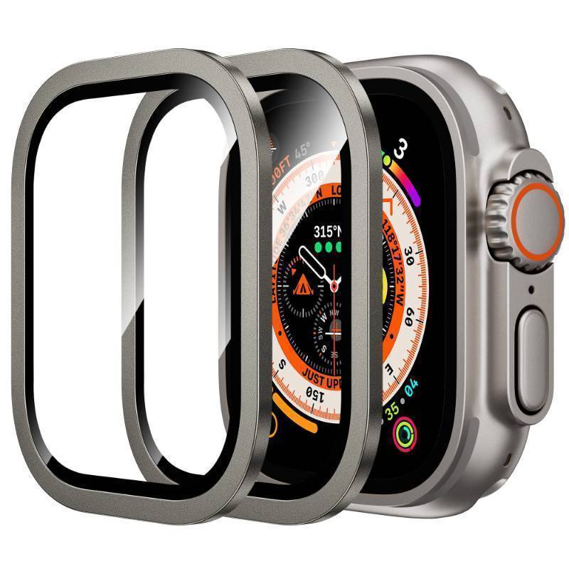 lot 56296 image: Apple Watch Ultra 3Ultra 2Ultra Screen Protector 49mm,9H Tempered Glass  Titanium Alloy Frame, Keep Original Touch Sensitive Lightweight Protective Glass Film for iWatch Ultra 321 - Retail $15