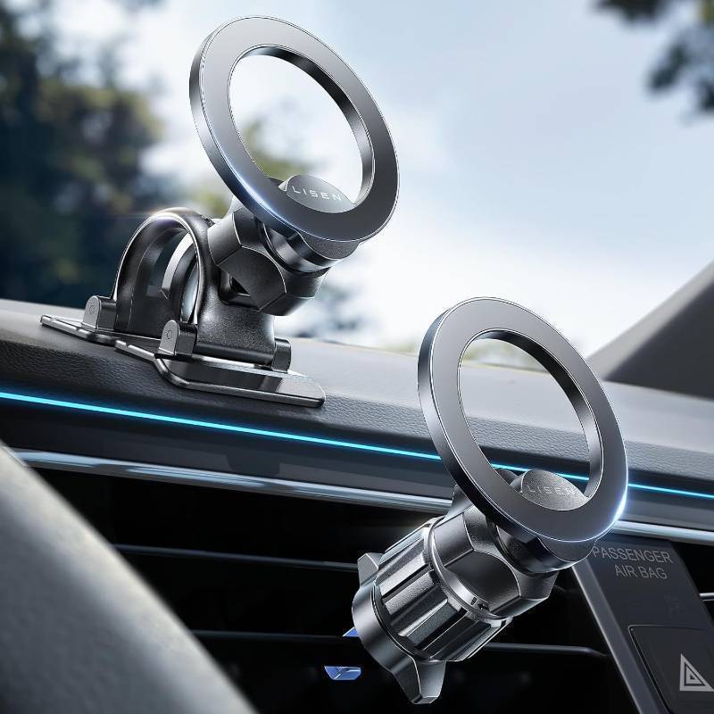 lot 72590 image: MagSafe Car Mount, Car Accessories for Women Men 2025 Ultra Magnetic Phone Holder 360 Dashboard Vent Phone Mount for C ar Organization iPhone 16 15 14 13 12 Pro Plus Mini, Black - Retail $9
