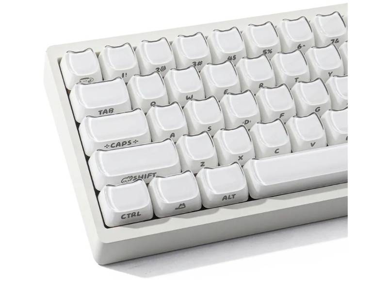 lot 58334 image: Crystal Jelly Cat Shape Keycaps,119 Keys Translucent Cute White Side Printed Keycaps Mao Profile Custom Keycap for 6168848798100 Cherry Gateron MX Swithes Mechanical Keyboard - Retail $24