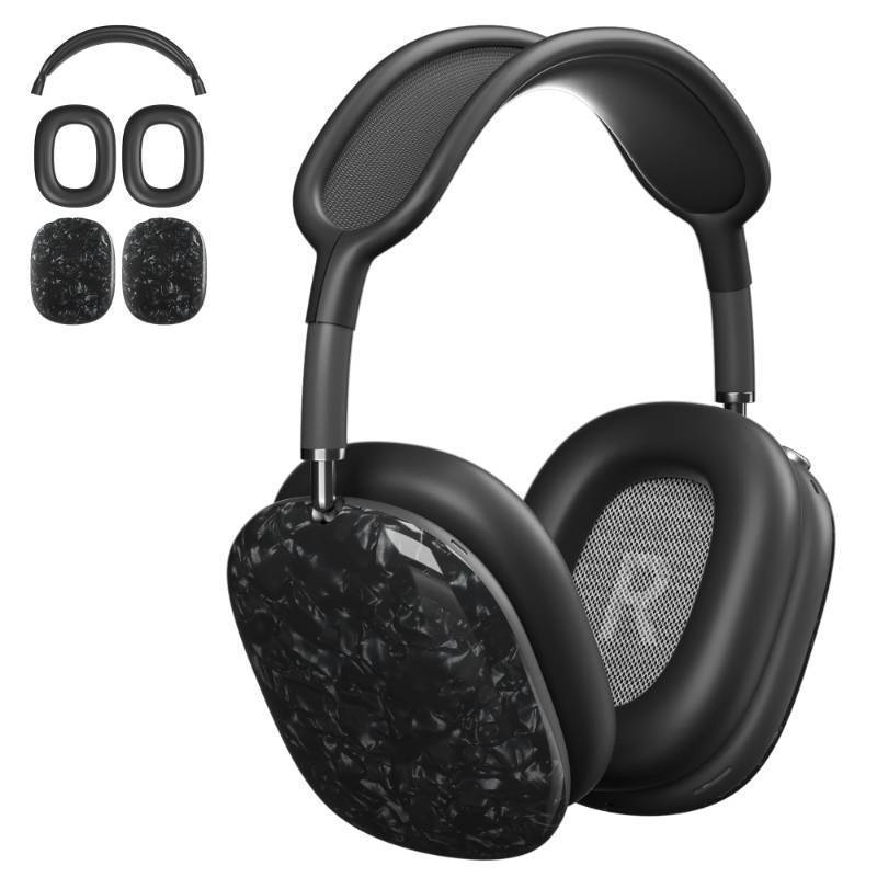 lot 58430 image: Case Cover for AirPods Max Headphones, TPU Ear Cups CaseEar PadsHeadband Silicone Cover Compatible with Apple AirPod Max Accessories Protector (Black Pearl Shell) - Retail $16