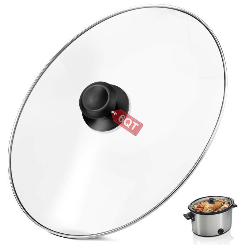 lot 58494 image: Oval Glass Crock Pot Lid 6 Quart Replacement for Hamilton Beach Slow Cooker 6 qt, Hamilton Beach Programmable Slow Cooker Replacement Parts Compatible with Hamilton Beach Crock Pot 33665G - Retail $15