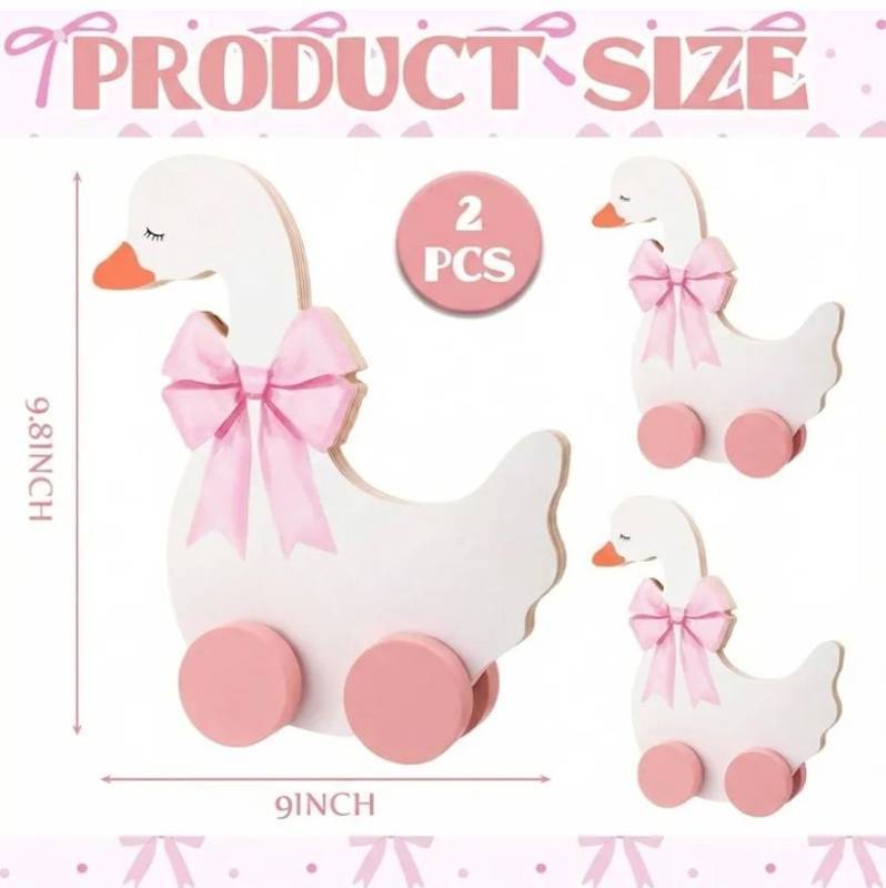 lot 27434 image: 2 Pcs Silly Goose Baby Shower Table Centerpieces Wooden Silly Goose Birthday Decorations with Floral Prints for 1st Birthday Party, Baby Shower Photo Prop 9 x 9.8 - Retail $27
