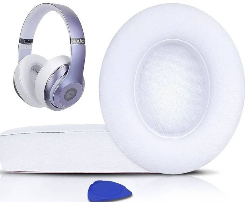 lot 27475 image: Replacement Ear Pads Cushions for Beats Studio 2 & Studio 3 Wired & Wireless Headphones, Earpads with Soft Protein Leather, Noise Isolation Memory Foam Added Thickness - White - Retail $19