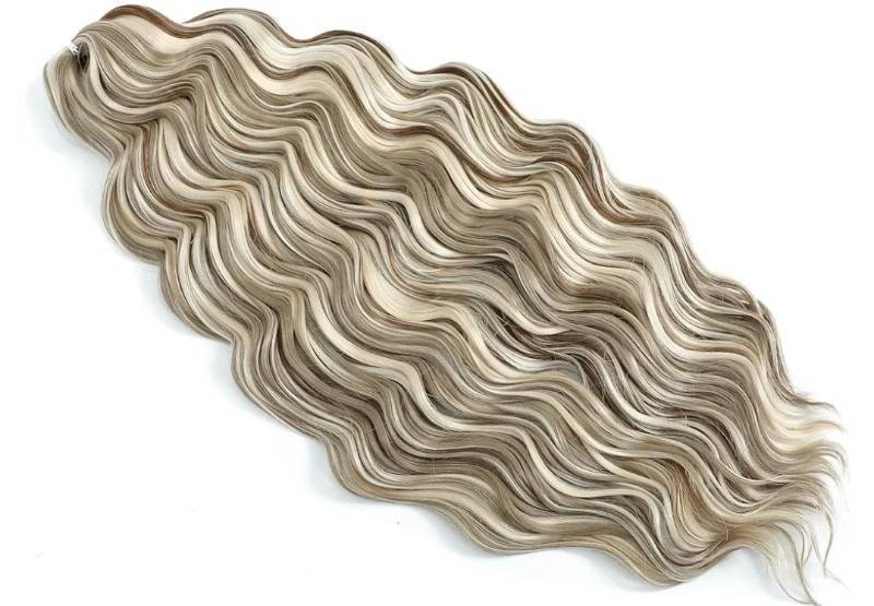 lot 27498 image: 300g Curly Braiding Hair Beige Blonde mix Ivory Blonde Highlights Ocean Wave Crochet Hair Long Synthetic Loose Deep Wavy Twist Hair for Boho Braids - Retail $27
