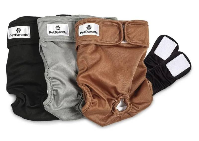 lot 27509 image: Pet Parents Washable Dog Diapers (3pack)  Extendrs� of Durable Doggie Diapers, Premium Dog Diapers Female (Small, Natural) - Retail $24