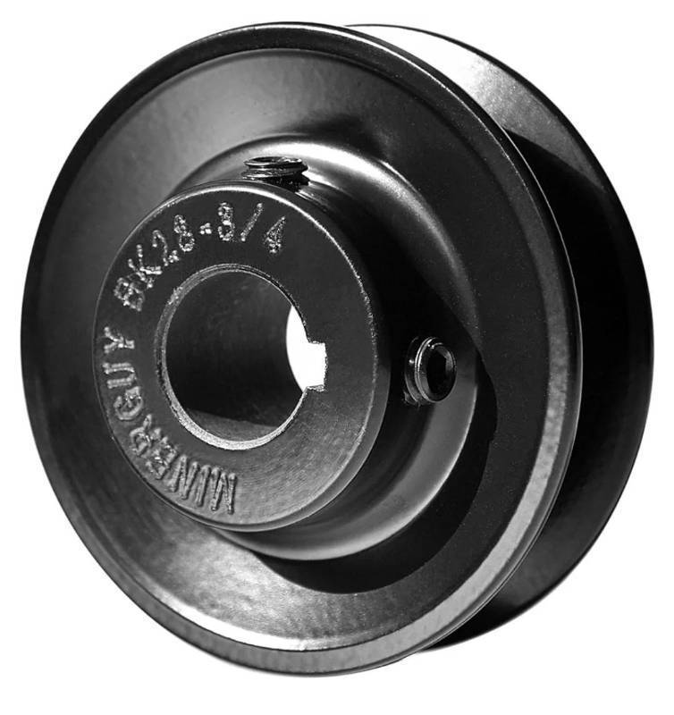 lot 27513 image: BK28-34 V Belt Sheave, Cast Iron 2.9 Outer Diameter, Single Groove Pulley V Style B Belt 5L for 34 Inch Keyed Shaft - Retail $13