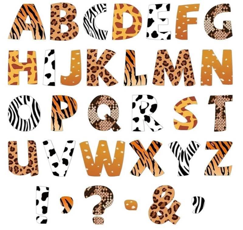 lot 27584 image: 150 PCS Large 6 Bulletin Board Letters Set, Safari Jungle Classroom Alphabet Cutout Letter for Bulletin Board Display Home School, A Great Helper to Inspire Students Learning Interest - Retail $14