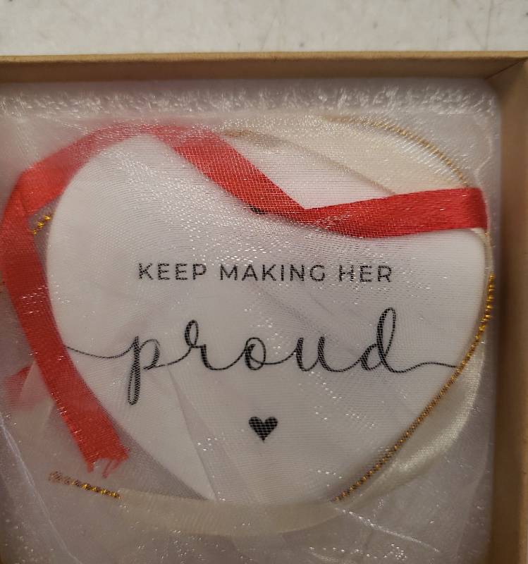 lot 46619 image: Keep Making Her Proud Memorial Ornament - Memorial Ornaments for Loss of Loved One, Mom, Grandmother - in Loving Memory Ornament, Remembrance Gifts, Bereavement Gifts - Ceramic Ornaments
