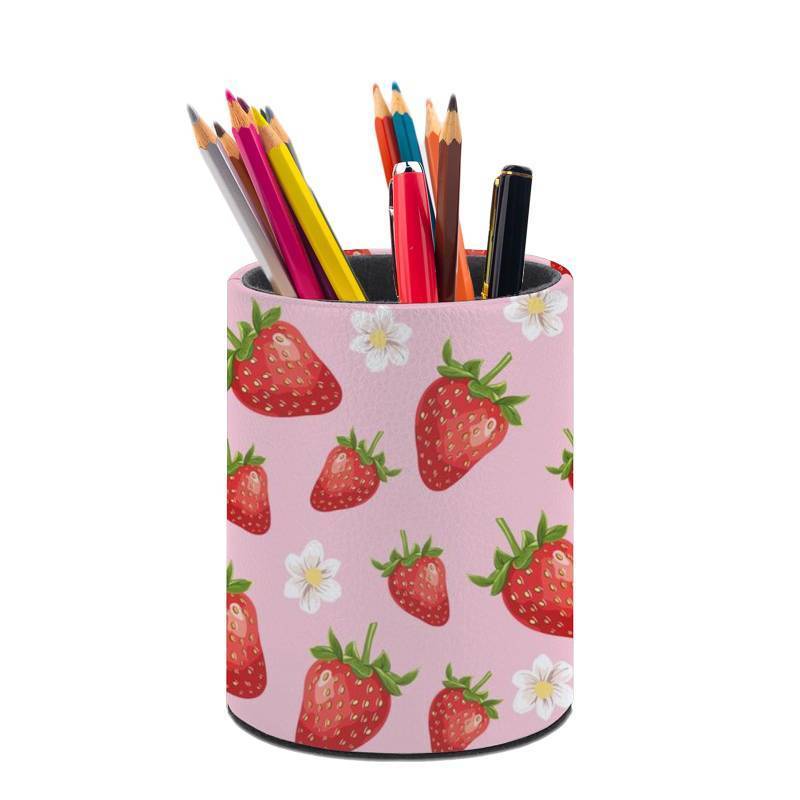 lot 17863 image: Strawberry Pen Holder Pencil Cup for Desk Organizer - Retail $12
