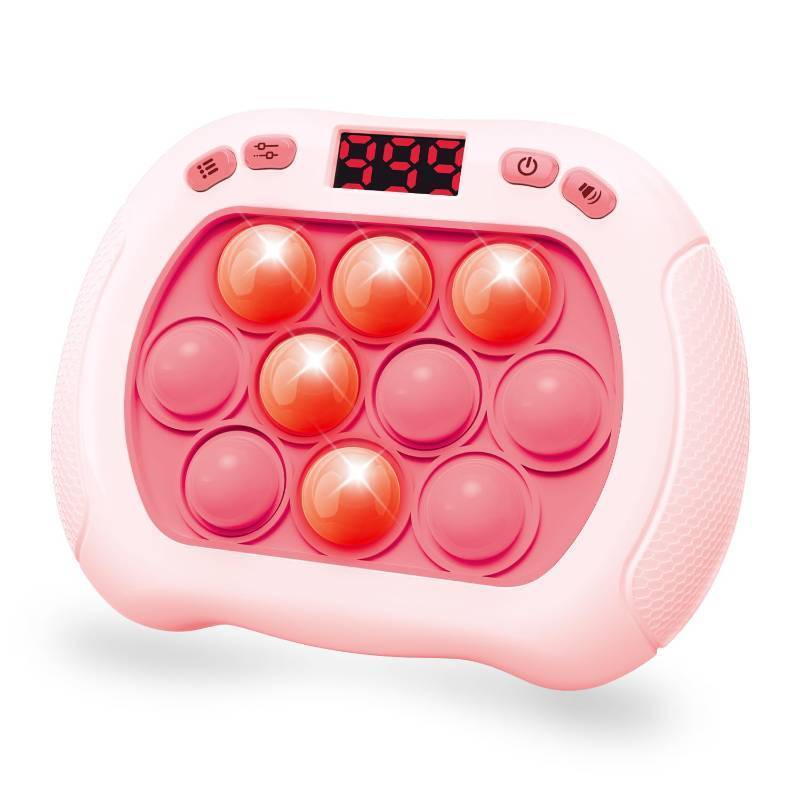 lot 17913 image: Intoypad Pop Game Light Up Fidget Toy for Kids, 6 Modes LED Screen Quick Push Controller Electric Fidget Popper Bubble Game Car Games Travel Activities Birthday Toys for Girls Pink - Retail $10