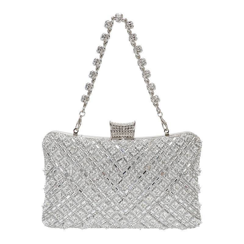 lot 17938 image: Women Sparkly Rhinestone Clutch with Chains, Glitter Evening Handbag Purse Shoulder Bag for Wedding Party Prom - Retail $30