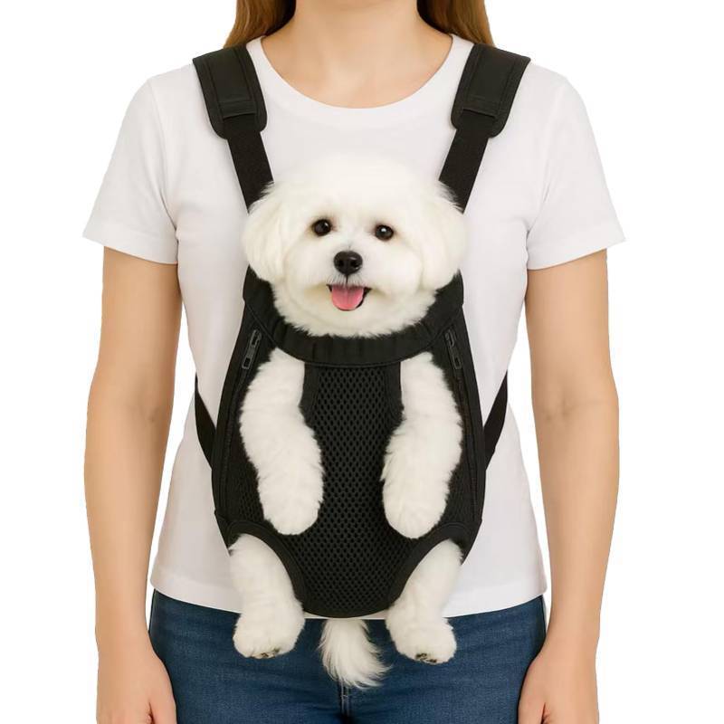 lot 28246 image: Dog Backpack Carrier, Adjustable Pet Front Carriers, Legs Out Carrying Sling Travel Bag for Small Medium Dogs 7-11 Lbs, Soft Wearable Puppy Chest Carry Backpacks for WalkingHikingCamping - Retail $17